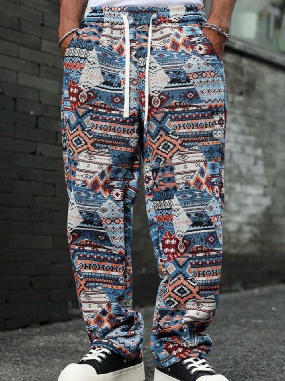 Ethnic Pattern Blue Multi color Men's Lounge Pants